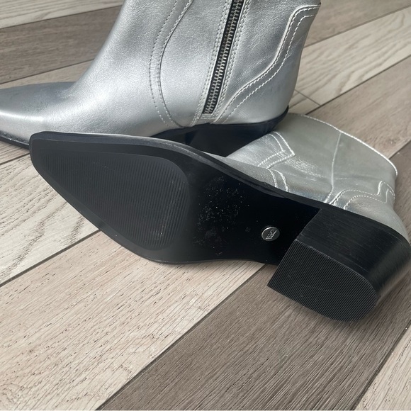 Zara Metallic Silver Ankle Boots - Picture 3 of 8